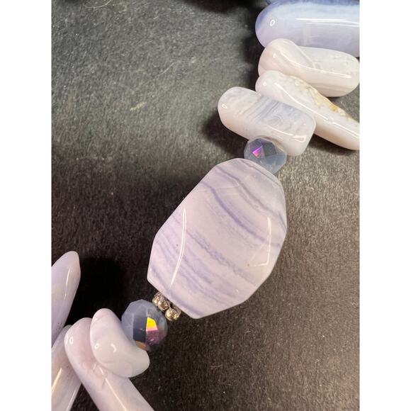 Blue Lace Agate Toggle Bracelet | Light Blue Gemstone Chip & Nugget Beads - Picture 9 of 10